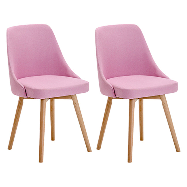 Upholstered Armless Dining Chairs Scandinavian Side Dining Chairs with Wood Legs Pink 2 Piece Set Clearhalo ' kitchen&dining_furn' 'Dining Chairs' 'Dining Tables & Seating' 'dining_chair' 'furn' 'furn_dining_chair' 'Furniture' 'furniture_dining_chair' 'Kitchen & Dining Furniture' 'kitchen' 4056650