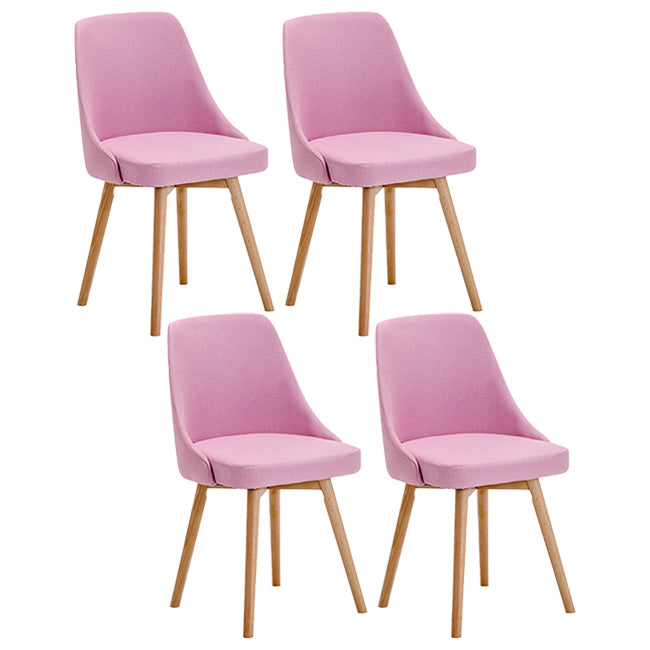 Upholstered Armless Dining Chairs Scandinavian Side Dining Chairs with Wood Legs Pink 4 Piece Set Clearhalo ' kitchen&dining_furn' 'Dining Chairs' 'Dining Tables & Seating' 'dining_chair' 'furn' 'furn_dining_chair' 'Furniture' 'furniture_dining_chair' 'Kitchen & Dining Furniture' 'kitchen' 4056651