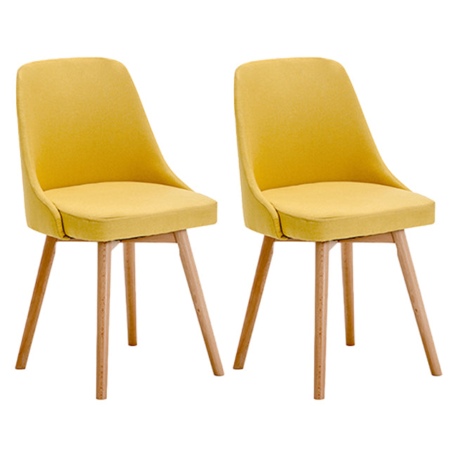 Upholstered Armless Dining Chairs Scandinavian Side Dining Chairs with Wood Legs Yellow 2 Piece Set Clearhalo ' kitchen&dining_furn' 'Dining Chairs' 'Dining Tables & Seating' 'dining_chair' 'furn' 'furn_dining_chair' 'Furniture' 'furniture_dining_chair' 'Kitchen & Dining Furniture' 'kitchen' 4056655