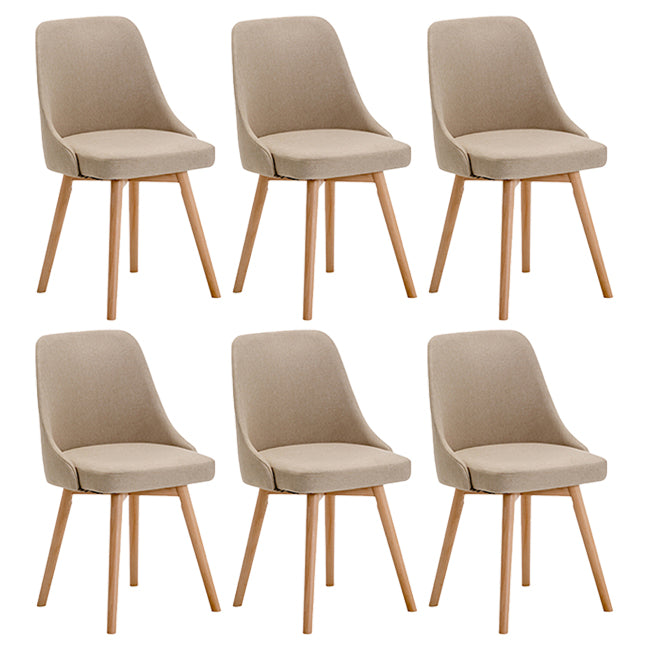 Upholstered Armless Dining Chairs Scandinavian Side Dining Chairs with Wood Legs Khaki 6 Piece Set Clearhalo ' kitchen&dining_furn' 'Dining Chairs' 'Dining Tables & Seating' 'dining_chair' 'furn' 'furn_dining_chair' 'Furniture' 'furniture_dining_chair' 'Kitchen & Dining Furniture' 'kitchen' 4056665