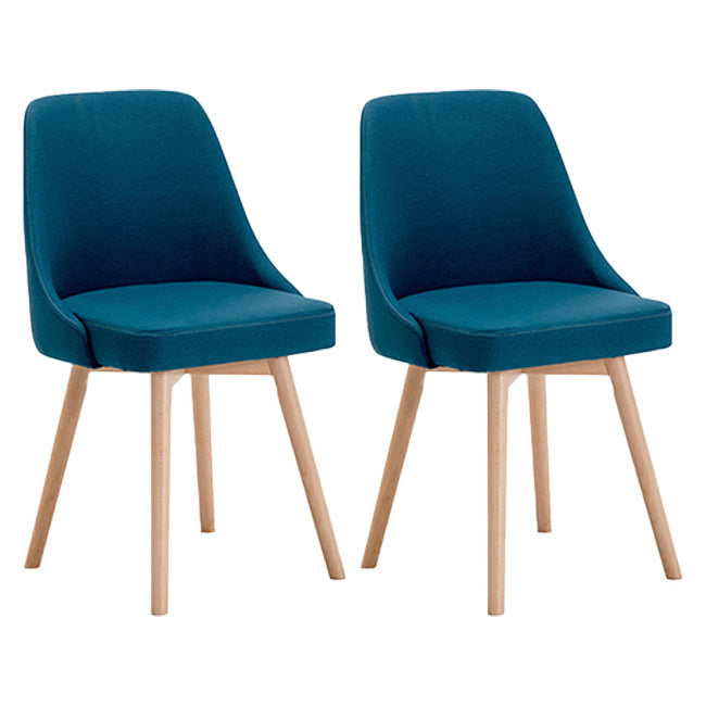 Upholstered Armless Dining Chairs Scandinavian Side Dining Chairs with Wood Legs Dark Blue 2 Piece Set Clearhalo ' kitchen&dining_furn' 'Dining Chairs' 'Dining Tables & Seating' 'dining_chair' 'furn' 'furn_dining_chair' 'Furniture' 'furniture_dining_chair' 'Kitchen & Dining Furniture' 'kitchen' 4056669
