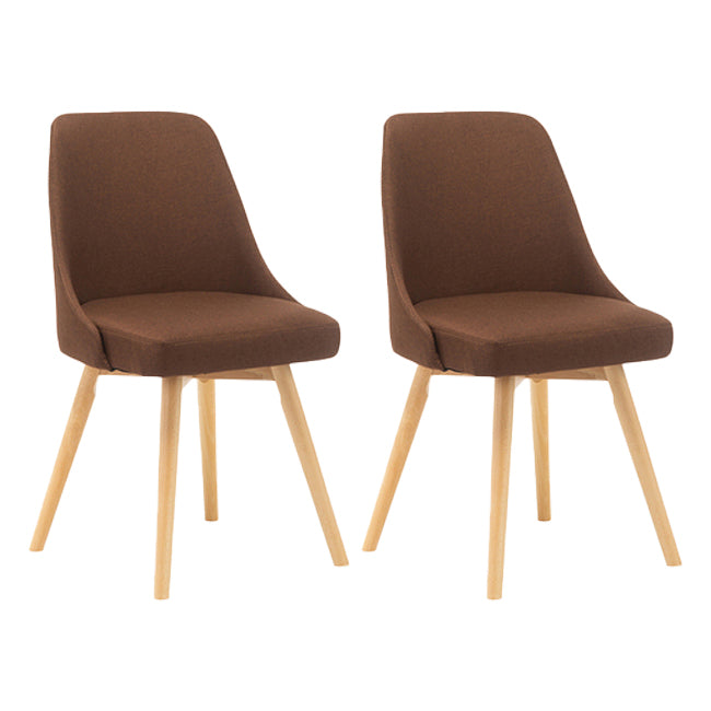 Upholstered Armless Dining Chairs Scandinavian Side Dining Chairs with Wood Legs Dark Coffee 2 Piece Set Clearhalo ' kitchen&dining_furn' 'Dining Chairs' 'Dining Tables & Seating' 'dining_chair' 'furn' 'furn_dining_chair' 'Furniture' 'furniture_dining_chair' 'Kitchen & Dining Furniture' 'kitchen' 4056672