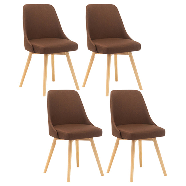 Upholstered Armless Dining Chairs Scandinavian Side Dining Chairs with Wood Legs Dark Coffee 4 Piece Set Clearhalo ' kitchen&dining_furn' 'Dining Chairs' 'Dining Tables & Seating' 'dining_chair' 'furn' 'furn_dining_chair' 'Furniture' 'furniture_dining_chair' 'Kitchen & Dining Furniture' 'kitchen' 4056673