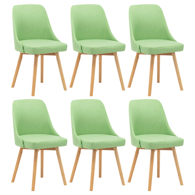 Upholstered Armless Dining Chairs Scandinavian Side Dining Chairs with Wood Legs Fruit Green 6 Piece Set Clearhalo ' kitchen&dining_furn' 'Dining Chairs' 'Dining Tables & Seating' 'dining_chair' 'furn' 'furn_dining_chair' 'Furniture' 'furniture_dining_chair' 'Kitchen & Dining Furniture' 'kitchen' 4056677