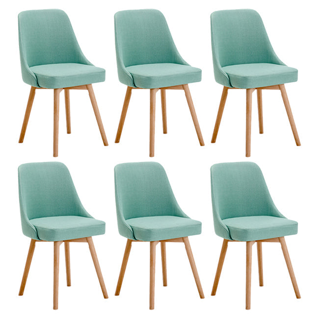 Upholstered Armless Dining Chairs Scandinavian Side Dining Chairs with Wood Legs Mint Green 6 Piece Set Clearhalo ' kitchen&dining_furn' 'Dining Chairs' 'Dining Tables & Seating' 'dining_chair' 'furn' 'furn_dining_chair' 'Furniture' 'furniture_dining_chair' 'Kitchen & Dining Furniture' 'kitchen' 4056680