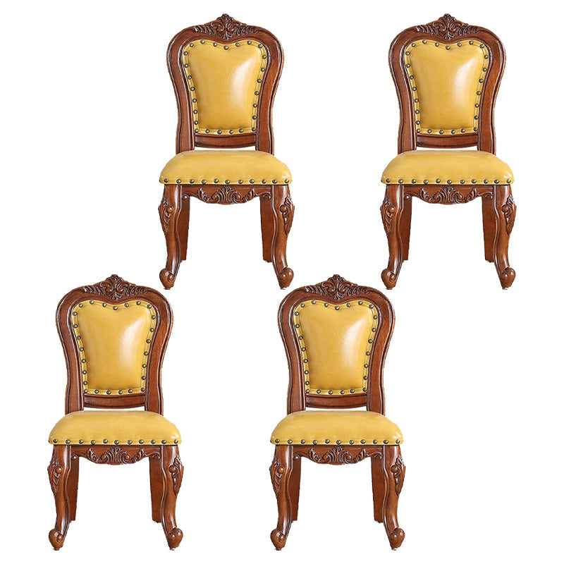 Traditional Wood Dining Armless Chair Open Back Dining Side Chair for Restaurant Lemon Yellow 4 Piece Set Clearhalo ' kitchen&dining_furn' 'Dining Chairs' 'Dining Tables & Seating' 'dining_chair' 'furn' 'furn_dining_chair' 'Furniture' 'furniture_dining_chair' 'Kitchen & Dining Furniture' 'kitchen' 4056708