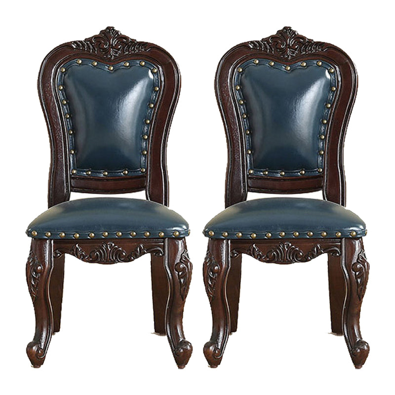 Traditional Wood Dining Armless Chair Open Back Dining Side Chair for Restaurant Blue-Brown 2 Piece Set Clearhalo ' kitchen&dining_furn' 'Dining Chairs' 'Dining Tables & Seating' 'dining_chair' 'furn' 'furn_dining_chair' 'Furniture' 'furniture_dining_chair' 'Kitchen & Dining Furniture' 'kitchen' 4056710