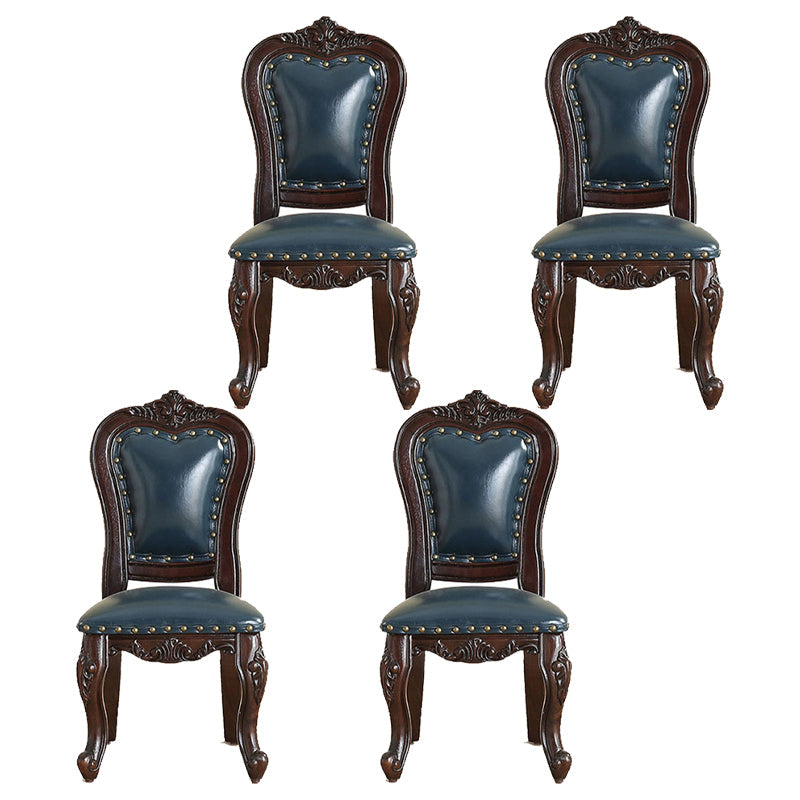 Traditional Wood Dining Armless Chair Open Back Dining Side Chair for Restaurant Blue-Brown 4 Piece Set Clearhalo ' kitchen&dining_furn' 'Dining Chairs' 'Dining Tables & Seating' 'dining_chair' 'furn' 'furn_dining_chair' 'Furniture' 'furniture_dining_chair' 'Kitchen & Dining Furniture' 'kitchen' 4056711