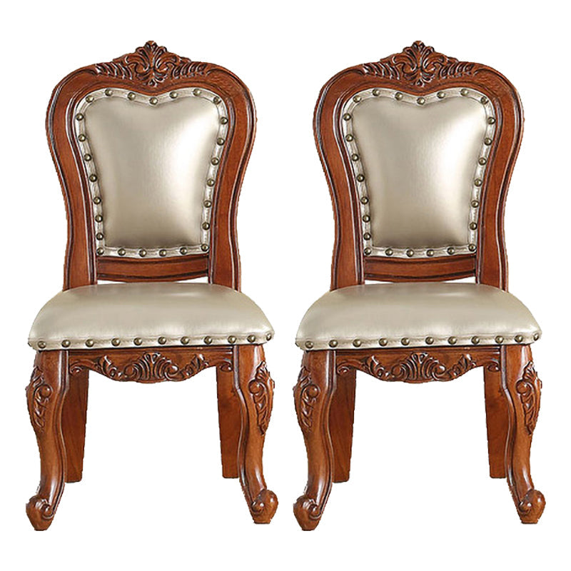 Traditional Wood Dining Armless Chair Open Back Dining Side Chair for Restaurant White-Silver 2 Piece Set Clearhalo ' kitchen&dining_furn' 'Dining Chairs' 'Dining Tables & Seating' 'dining_chair' 'furn' 'furn_dining_chair' 'Furniture' 'furniture_dining_chair' 'Kitchen & Dining Furniture' 'kitchen' 4056713