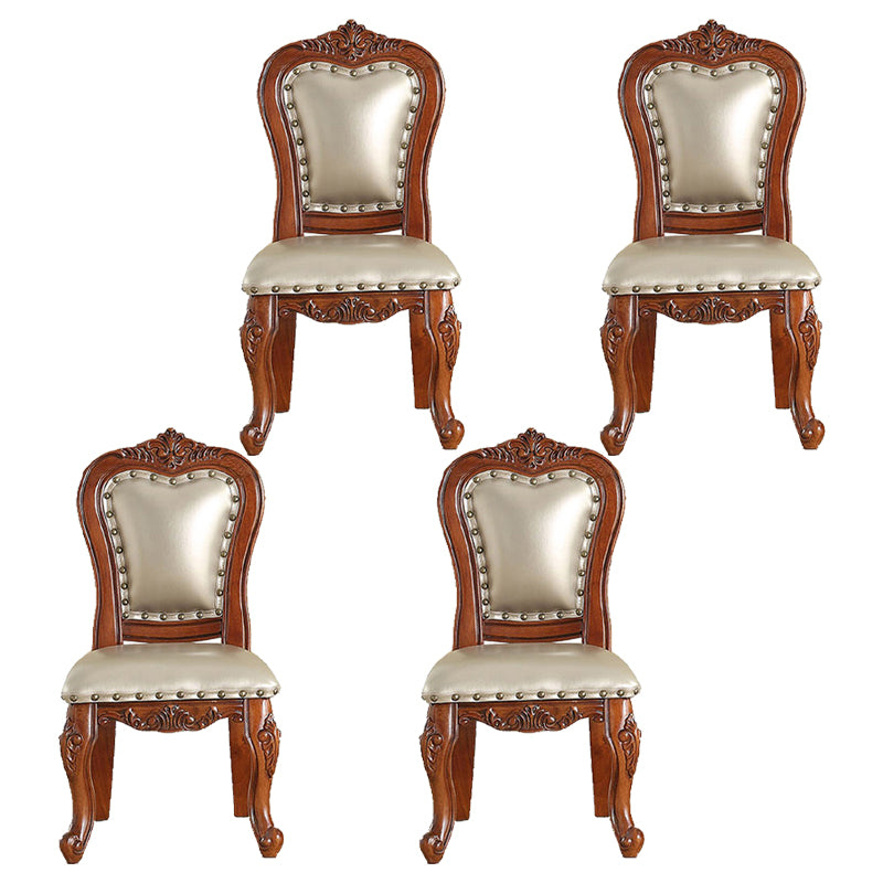 Traditional Wood Dining Armless Chair Open Back Dining Side Chair for Restaurant White-Silver 4 Piece Set Clearhalo ' kitchen&dining_furn' 'Dining Chairs' 'Dining Tables & Seating' 'dining_chair' 'furn' 'furn_dining_chair' 'Furniture' 'furniture_dining_chair' 'Kitchen & Dining Furniture' 'kitchen' 4056714