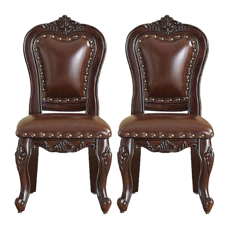 Traditional Wood Dining Armless Chair Open Back Dining Side Chair for Restaurant Dark Brown 2 Piece Set Clearhalo ' kitchen&dining_furn' 'Dining Chairs' 'Dining Tables & Seating' 'dining_chair' 'furn' 'furn_dining_chair' 'Furniture' 'furniture_dining_chair' 'Kitchen & Dining Furniture' 'kitchen' 4056716