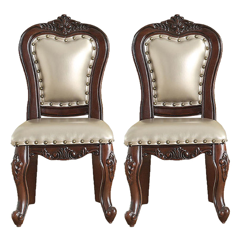 Traditional Wood Dining Armless Chair Open Back Dining Side Chair for Restaurant White-Brown 2 Piece Set Clearhalo ' kitchen&dining_furn' 'Dining Chairs' 'Dining Tables & Seating' 'dining_chair' 'furn' 'furn_dining_chair' 'Furniture' 'furniture_dining_chair' 'Kitchen & Dining Furniture' 'kitchen' 4056719