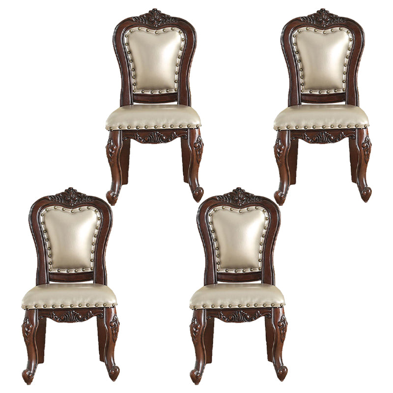Traditional Wood Dining Armless Chair Open Back Dining Side Chair for Restaurant White-Brown 4 Piece Set Clearhalo ' kitchen&dining_furn' 'Dining Chairs' 'Dining Tables & Seating' 'dining_chair' 'furn' 'furn_dining_chair' 'Furniture' 'furniture_dining_chair' 'Kitchen & Dining Furniture' 'kitchen' 4056720