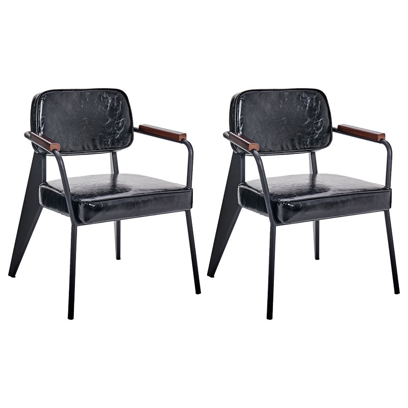 Industrial Metal Dining Room Chair Arm Open Back Dining Side Chair for Home Use Black 2 Piece Set Clearhalo ' kitchen&dining_furn' 'Dining Chairs' 'Dining Tables & Seating' 'dining_chair' 'furn' 'furn_dining_chair' 'Furniture' 'furniture_dining_chair' 'Kitchen & Dining Furniture' 'kitchen' 4056756