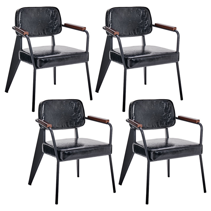 Industrial Metal Dining Room Chair Arm Open Back Dining Side Chair for Home Use Black 4 Piece Set Clearhalo ' kitchen&dining_furn' 'Dining Chairs' 'Dining Tables & Seating' 'dining_chair' 'furn' 'furn_dining_chair' 'Furniture' 'furniture_dining_chair' 'Kitchen & Dining Furniture' 'kitchen' 4056757
