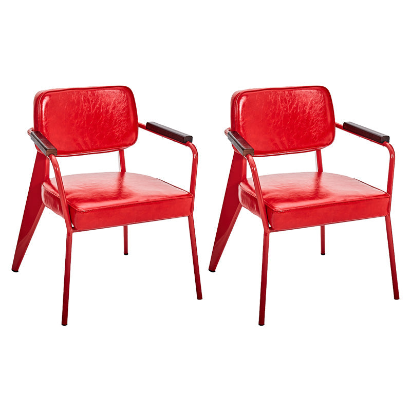 Industrial Metal Dining Room Chair Arm Open Back Dining Side Chair for Home Use Watermelon Red 2 Piece Set Clearhalo ' kitchen&dining_furn' 'Dining Chairs' 'Dining Tables & Seating' 'dining_chair' 'furn' 'furn_dining_chair' 'Furniture' 'furniture_dining_chair' 'Kitchen & Dining Furniture' 'kitchen' 4056761