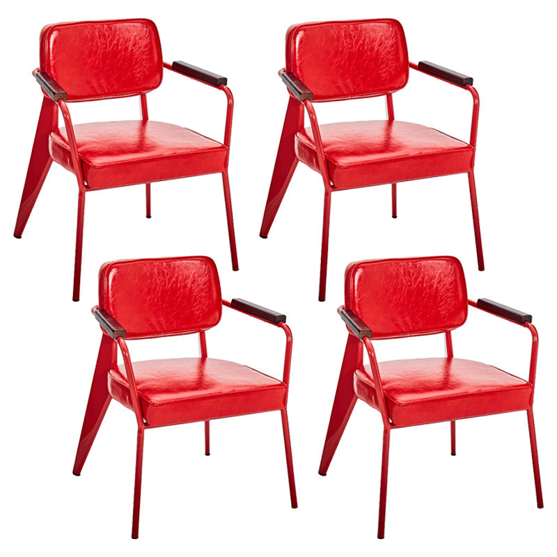 Industrial Metal Dining Room Chair Arm Open Back Dining Side Chair for Home Use Watermelon Red 4 Piece Set Clearhalo ' kitchen&dining_furn' 'Dining Chairs' 'Dining Tables & Seating' 'dining_chair' 'furn' 'furn_dining_chair' 'Furniture' 'furniture_dining_chair' 'Kitchen & Dining Furniture' 'kitchen' 4056764