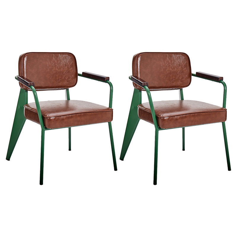 Industrial Metal Dining Room Chair Arm Open Back Dining Side Chair for Home Use Coffee 2 Piece Set Clearhalo ' kitchen&dining_furn' 'Dining Chairs' 'Dining Tables & Seating' 'dining_chair' 'furn' 'furn_dining_chair' 'Furniture' 'furniture_dining_chair' 'Kitchen & Dining Furniture' 'kitchen' 4056767