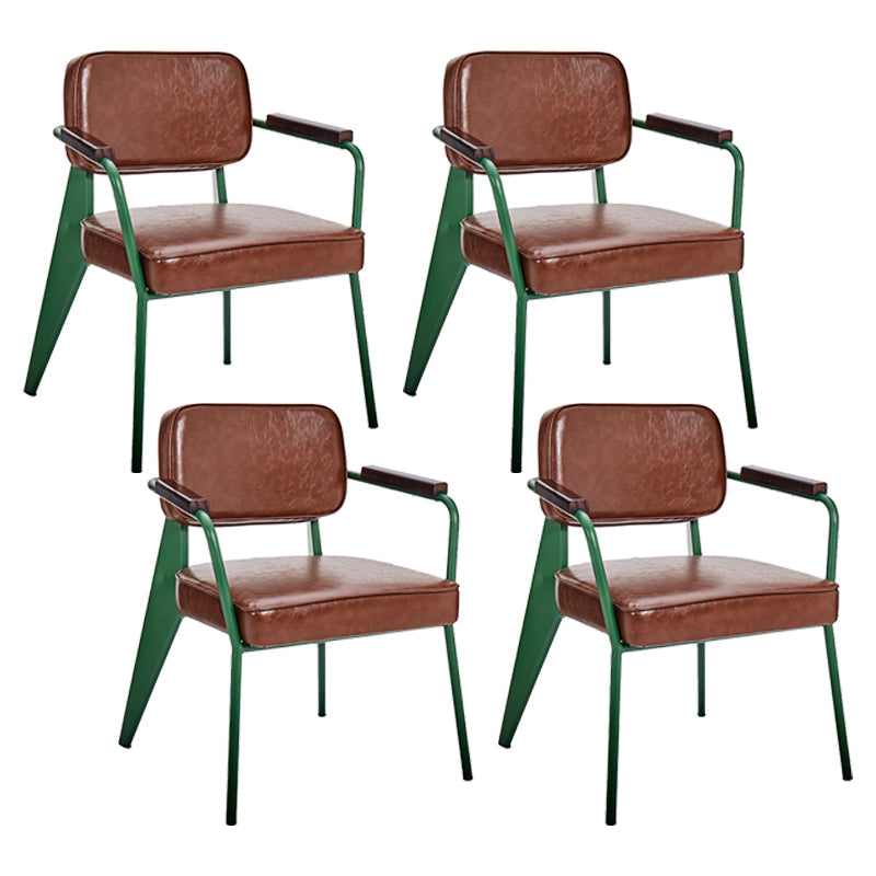 Industrial Metal Dining Room Chair Arm Open Back Dining Side Chair for Home Use Coffee 4 Piece Set Clearhalo ' kitchen&dining_furn' 'Dining Chairs' 'Dining Tables & Seating' 'dining_chair' 'furn' 'furn_dining_chair' 'Furniture' 'furniture_dining_chair' 'Kitchen & Dining Furniture' 'kitchen' 4056769