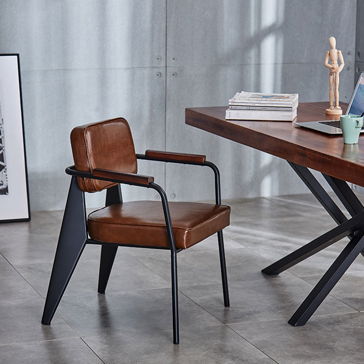 Industrial Metal Dining Room Chair Arm Open Back Dining Side Chair for Home Use Clearhalo ' kitchen&dining_furn' 'Dining Chairs' 'Dining Tables & Seating' 'dining_chair' 'furn' 'furn_dining_chair' 'Furniture' 'furniture_dining_chair' 'Kitchen & Dining Furniture' 'kitchen' 4056774