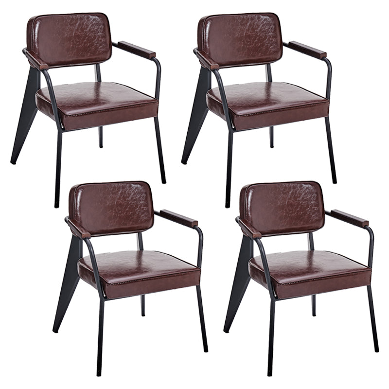 Industrial Metal Dining Room Chair Arm Open Back Dining Side Chair for Home Use Black-Brown 4 Piece Set Clearhalo ' kitchen&dining_furn' 'Dining Chairs' 'Dining Tables & Seating' 'dining_chair' 'furn' 'furn_dining_chair' 'Furniture' 'furniture_dining_chair' 'Kitchen & Dining Furniture' 'kitchen' 4056776
