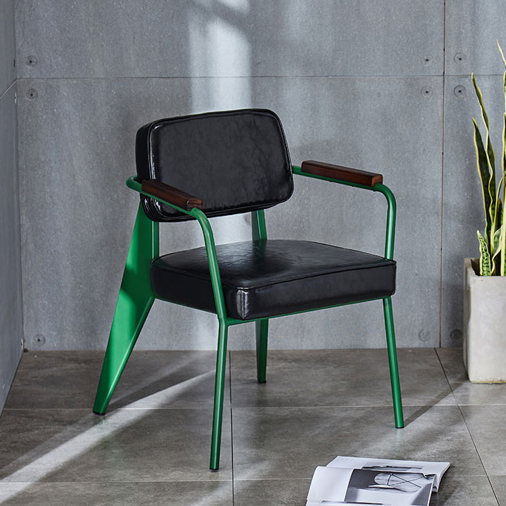 Industrial Metal Dining Room Chair Arm Open Back Dining Side Chair for Home Use Black Green 1 Piece Clearhalo ' kitchen&dining_furn' 'Dining Chairs' 'Dining Tables & Seating' 'dining_chair' 'furn' 'furn_dining_chair' 'Furniture' 'furniture_dining_chair' 'Kitchen & Dining Furniture' 'kitchen' 4056777