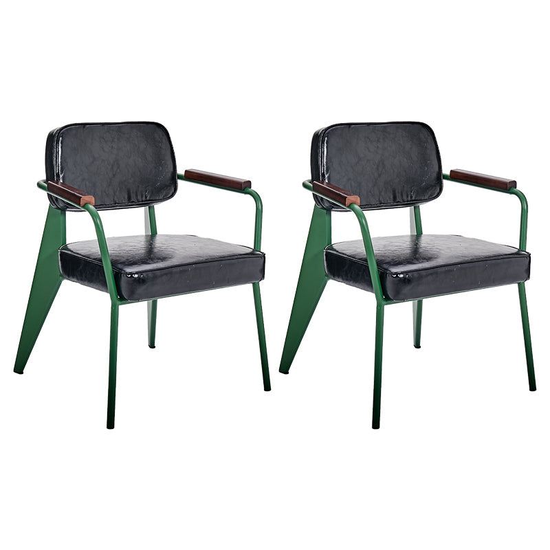 Industrial Metal Dining Room Chair Arm Open Back Dining Side Chair for Home Use Black Green 2 Piece Set Clearhalo ' kitchen&dining_furn' 'Dining Chairs' 'Dining Tables & Seating' 'dining_chair' 'furn' 'furn_dining_chair' 'Furniture' 'furniture_dining_chair' 'Kitchen & Dining Furniture' 'kitchen' 4056778