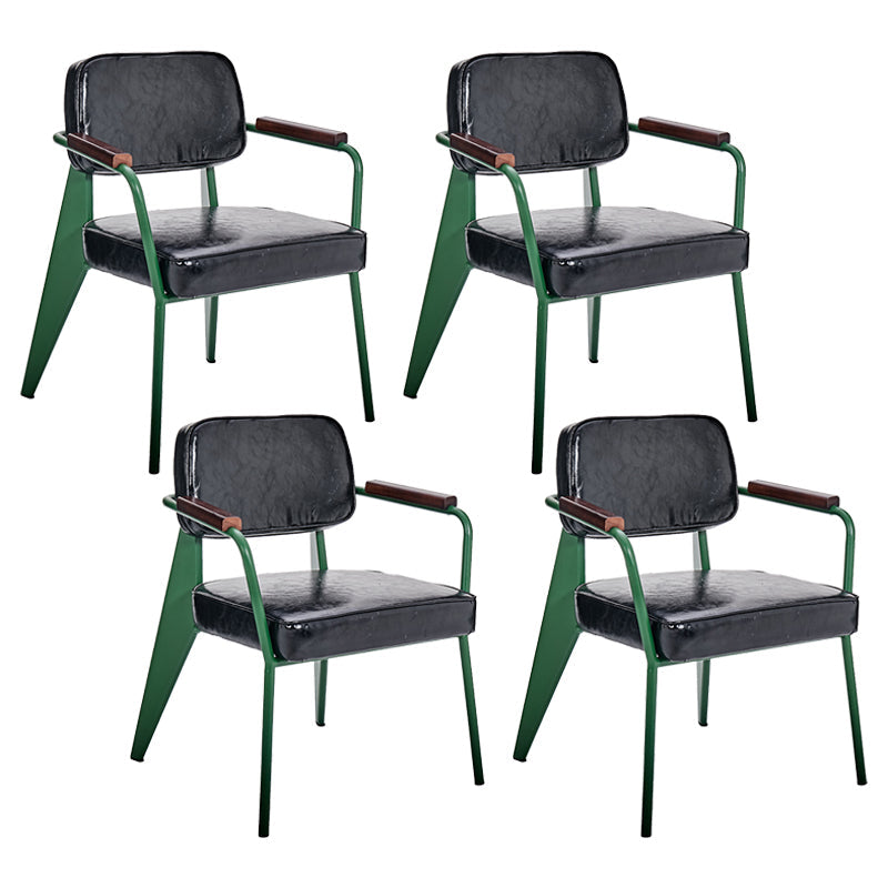 Industrial Metal Dining Room Chair Arm Open Back Dining Side Chair for Home Use Black Green 4 Piece Set Clearhalo ' kitchen&dining_furn' 'Dining Chairs' 'Dining Tables & Seating' 'dining_chair' 'furn' 'furn_dining_chair' 'Furniture' 'furniture_dining_chair' 'Kitchen & Dining Furniture' 'kitchen' 4056779