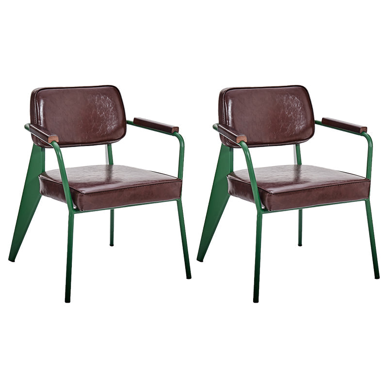 Industrial Metal Dining Room Chair Arm Open Back Dining Side Chair for Home Use Dark Brown 2 Piece Set Clearhalo ' kitchen&dining_furn' 'Dining Chairs' 'Dining Tables & Seating' 'dining_chair' 'furn' 'furn_dining_chair' 'Furniture' 'furniture_dining_chair' 'Kitchen & Dining Furniture' 'kitchen' 4056781
