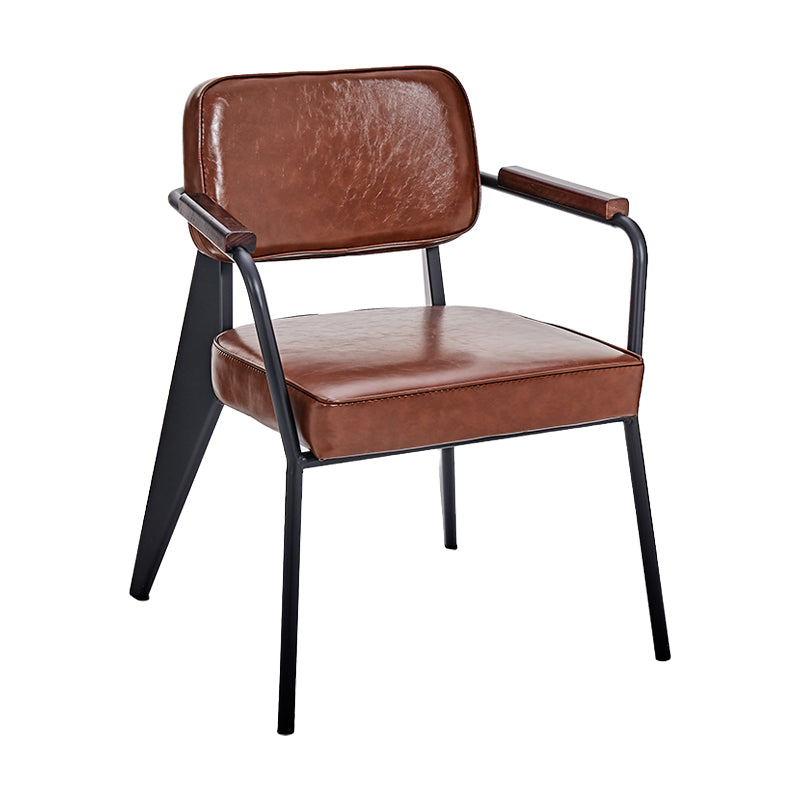 Industrial Metal Dining Room Chair Arm Open Back Dining Side Chair for Home Use Khaki-Black 1 Piece Clearhalo ' kitchen&dining_furn' 'Dining Chairs' 'Dining Tables & Seating' 'dining_chair' 'furn' 'furn_dining_chair' 'Furniture' 'furniture_dining_chair' 'Kitchen & Dining Furniture' 'kitchen' 4056783