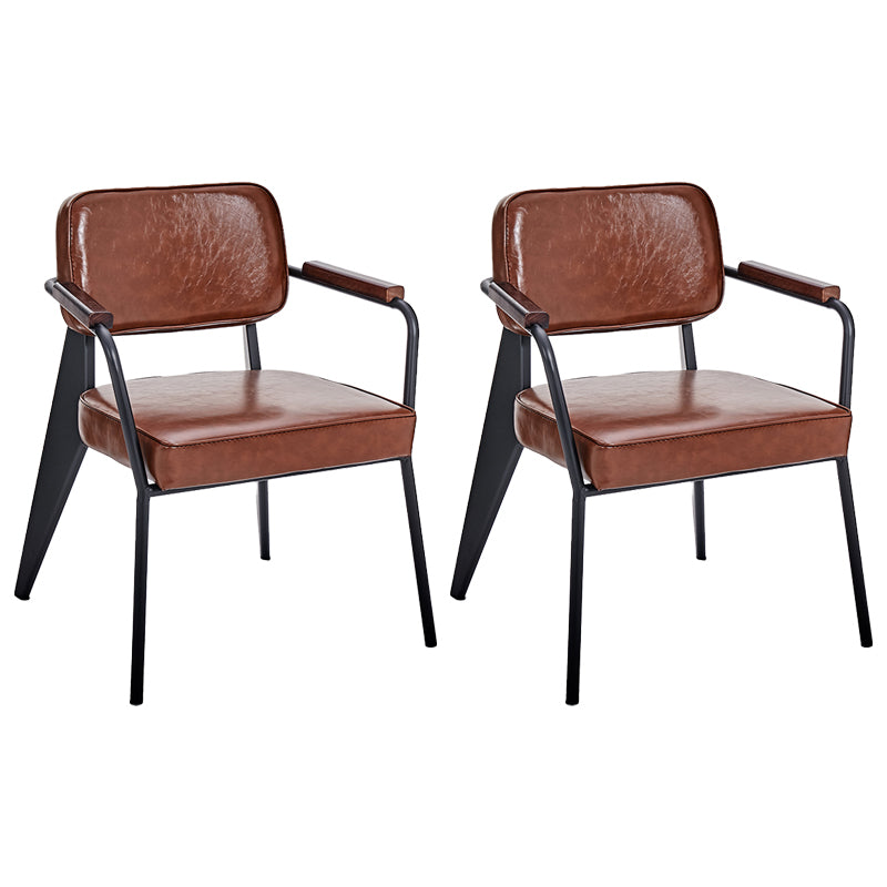 Industrial Metal Dining Room Chair Arm Open Back Dining Side Chair for Home Use Khaki-Black 2 Piece Set Clearhalo ' kitchen&dining_furn' 'Dining Chairs' 'Dining Tables & Seating' 'dining_chair' 'furn' 'furn_dining_chair' 'Furniture' 'furniture_dining_chair' 'Kitchen & Dining Furniture' 'kitchen' 4056784