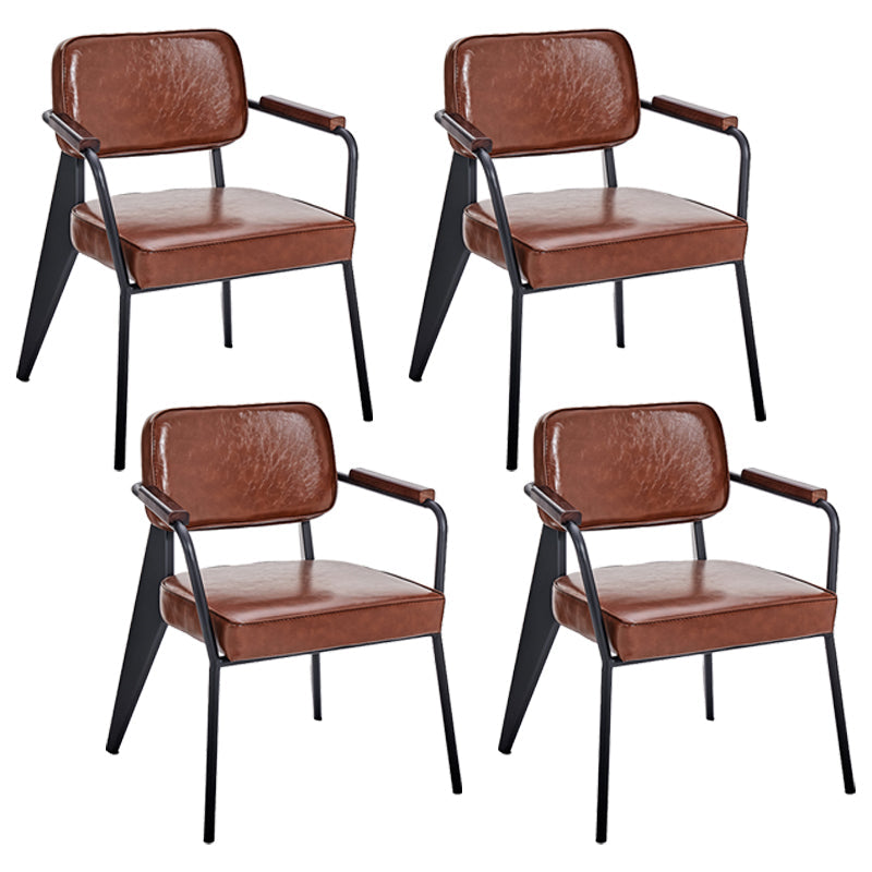 Industrial Metal Dining Room Chair Arm Open Back Dining Side Chair for Home Use Khaki-Black 4 Piece Set Clearhalo ' kitchen&dining_furn' 'Dining Chairs' 'Dining Tables & Seating' 'dining_chair' 'furn' 'furn_dining_chair' 'Furniture' 'furniture_dining_chair' 'Kitchen & Dining Furniture' 'kitchen' 4056785