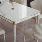 Medieval Modern Luxury Sintered Stone Top Dining Table Rectangle Table in White with 4 Legs Clearhalo ' dining_table' 'Dining Tables & Seating' 'Dining Tables' 'furn' 'furn_dining_table' 'Furniture' 'furniture_dining_table' 'Kitchen & Dining Furniture' 'kitchen&dining_furn' 'kitchen' 'kitchen_dining_table' 4060540