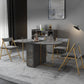 Modern Sintered Stone Dining Table Oval Drop-Leaf 59" Dining Table with Gold Frame Clearhalo ' dining_table' 'Dining Tables & Seating' 'Dining Tables' 'furn' 'furn_dining_table' 'Furniture' 'furniture_dining_table' 'Kitchen & Dining Furniture' 'kitchen&dining_furn' 'kitchen' 'kitchen_dining_table' 4060598