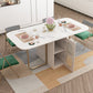 Modern Style Rectangle Dining Table 62.3" White Sintered Stone Drop-Leaf Dining Table Clearhalo ' dining_table' 'Dining Tables & Seating' 'Dining Tables' 'furn' 'furn_dining_table' 'Furniture' 'furniture_dining_table' 'Kitchen & Dining Furniture' 'kitchen&dining_furn' 'kitchen' 'kitchen_dining_table' 4060617