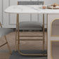 Modern Style Rectangle Dining Table 62.3" White Sintered Stone Drop-Leaf Dining Table Clearhalo ' dining_table' 'Dining Tables & Seating' 'Dining Tables' 'furn' 'furn_dining_table' 'Furniture' 'furniture_dining_table' 'Kitchen & Dining Furniture' 'kitchen&dining_furn' 'kitchen' 'kitchen_dining_table' 4060618