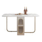 Modern Style Rectangle Dining Table 62.3" White Sintered Stone Drop-Leaf Dining Table White Without Chairs Clearhalo ' dining_table' 'Dining Tables & Seating' 'Dining Tables' 'furn' 'furn_dining_table' 'Furniture' 'furniture_dining_table' 'Kitchen & Dining Furniture' 'kitchen&dining_furn' 'kitchen' 'kitchen_dining_table' 4060619