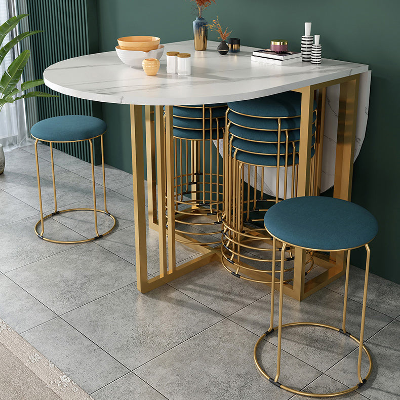 Modern Style White Dining Table Sintered Stone Drop-Leaf 56.3" Table(table only) Clearhalo ' dining_table' 'Dining Tables & Seating' 'Dining Tables' 'furn' 'furn_dining_table' 'Furniture' 'furniture_dining_table' 'Kitchen & Dining Furniture' 'kitchen&dining_furn' 'kitchen' 'kitchen_dining_table' 4060636