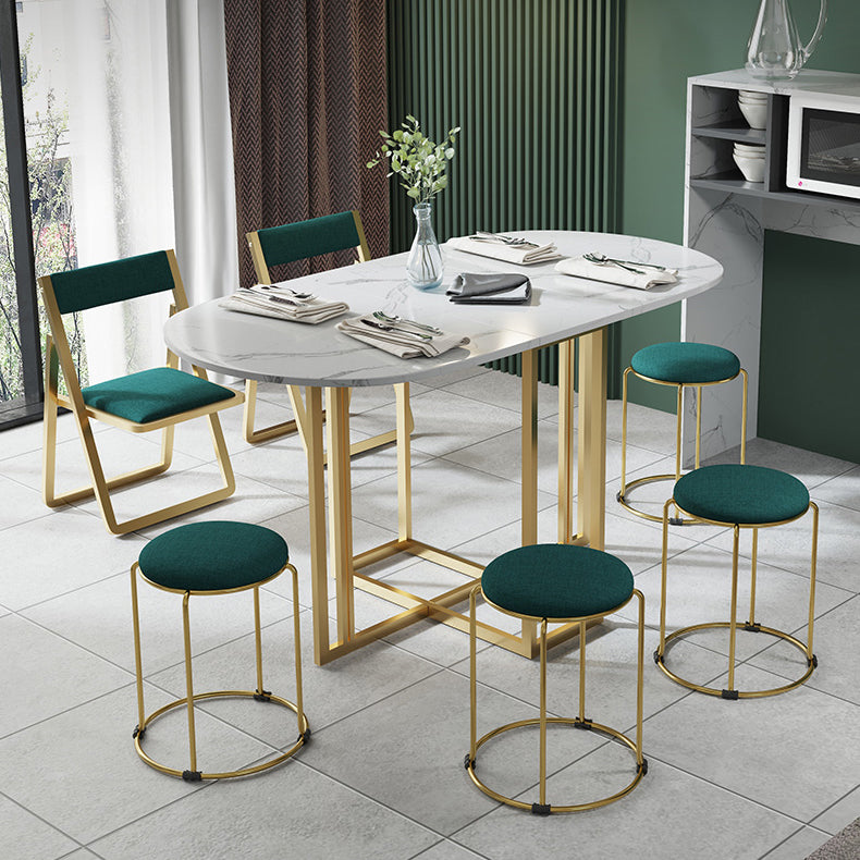 Modern Style White Dining Table Sintered Stone Drop-Leaf 56.3" Table(table only) Clearhalo ' dining_table' 'Dining Tables & Seating' 'Dining Tables' 'furn' 'furn_dining_table' 'Furniture' 'furniture_dining_table' 'Kitchen & Dining Furniture' 'kitchen&dining_furn' 'kitchen' 'kitchen_dining_table' 4060640