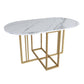 Modern Style White Dining Table Sintered Stone Drop-Leaf 56.3" Table(table only) Gold Without Chairs Clearhalo ' dining_table' 'Dining Tables & Seating' 'Dining Tables' 'furn' 'furn_dining_table' 'Furniture' 'furniture_dining_table' 'Kitchen & Dining Furniture' 'kitchen&dining_furn' 'kitchen' 'kitchen_dining_table' 4060641