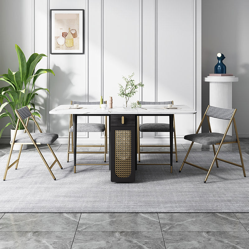 59'' Foldable Sintered Stone Top Dining Table Modern Rectangle Table with Trestle Base Clearhalo ' dining_table' 'Dining Tables & Seating' 'Dining Tables' 'furn' 'furn_dining_table' 'Furniture' 'furniture_dining_table' 'Kitchen & Dining Furniture' 'kitchen&dining_furn' 'kitchen' 'kitchen_dining_table' 4060648