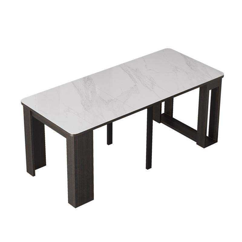 70'' Foldable Sintered Stone Top Dining Table Modern Rectangle Table with 5 Legs Black-White Without Chairs Clearhalo ' dining_table' 'Dining Tables & Seating' 'Dining Tables' 'furn' 'furn_dining_table' 'Furniture' 'furniture_dining_table' 'Kitchen & Dining Furniture' 'kitchen&dining_furn' 'kitchen' 'kitchen_dining_table' 4060661