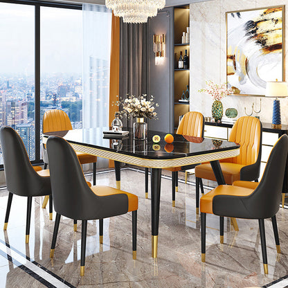 Marble Dining Table Luxury Style 4 Legs Base Rectangle Table for Dining Room Black Without Chairs Clearhalo ' dining_table' 'Dining Tables & Seating' 'Dining Tables' 'furn' 'furn_dining_table' 'Furniture' 'furniture_dining_table' 'Kitchen & Dining Furniture' 'kitchen&dining_furn' 'kitchen' 'kitchen_dining_table' 4060681