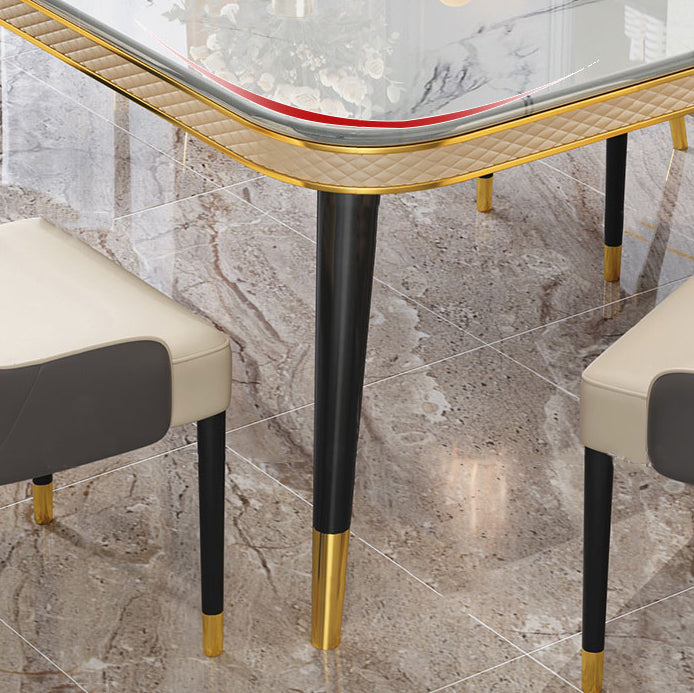 Marble Dining Table Luxury Style 4 Legs Base Rectangle Table for Dining Room Clearhalo ' dining_table' 'Dining Tables & Seating' 'Dining Tables' 'furn' 'furn_dining_table' 'Furniture' 'furniture_dining_table' 'Kitchen & Dining Furniture' 'kitchen&dining_furn' 'kitchen' 'kitchen_dining_table' 4060684