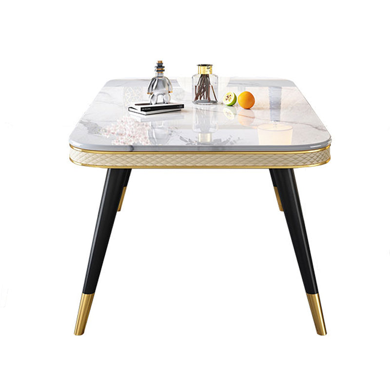 Marble Dining Table Luxury Style 4 Legs Base Rectangle Table for Dining Room White Without Chairs Clearhalo ' dining_table' 'Dining Tables & Seating' 'Dining Tables' 'furn' 'furn_dining_table' 'Furniture' 'furniture_dining_table' 'Kitchen & Dining Furniture' 'kitchen&dining_furn' 'kitchen' 'kitchen_dining_table' 4060685