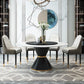 Traditional Luxury Dining Room Table Rectangle Sintered Stone Table with Pedestal Base Clearhalo ' dining_table' 'Dining Tables & Seating' 'Dining Tables' 'furn' 'furn_dining_table' 'Furniture' 'furniture_dining_table' 'Kitchen & Dining Furniture' 'kitchen&dining_furn' 'kitchen' 'kitchen_dining_table' 4060696