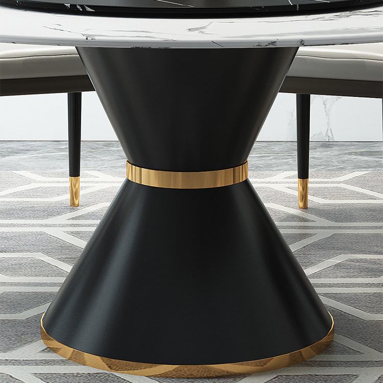 Traditional Luxury Dining Room Table Rectangle Sintered Stone Table with Pedestal Base Clearhalo ' dining_table' 'Dining Tables & Seating' 'Dining Tables' 'furn' 'furn_dining_table' 'Furniture' 'furniture_dining_table' 'Kitchen & Dining Furniture' 'kitchen&dining_furn' 'kitchen' 'kitchen_dining_table' 4060700