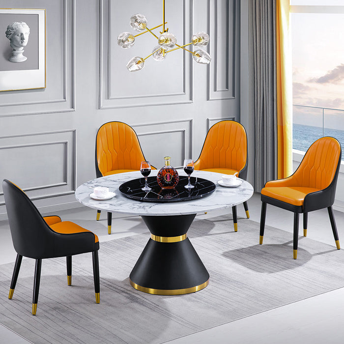 Traditional Luxury Dining Room Table Rectangle Sintered Stone Table with Pedestal Base Clearhalo ' dining_table' 'Dining Tables & Seating' 'Dining Tables' 'furn' 'furn_dining_table' 'Furniture' 'furniture_dining_table' 'Kitchen & Dining Furniture' 'kitchen&dining_furn' 'kitchen' 'kitchen_dining_table' 4060703