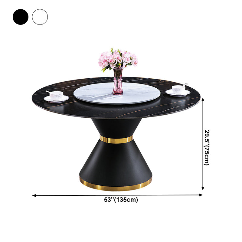 Traditional Luxury Dining Room Table Rectangle Sintered Stone Table with Pedestal Base Clearhalo ' dining_table' 'Dining Tables & Seating' 'Dining Tables' 'furn' 'furn_dining_table' 'Furniture' 'furniture_dining_table' 'Kitchen & Dining Furniture' 'kitchen&dining_furn' 'kitchen' 'kitchen_dining_table' 4060708