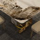 Luxury Sintered Stone Top Dining Table Rectangle Table with Metal and Stone Double Pedestal in Gold Clearhalo ' dining_table' 'Dining Tables & Seating' 'Dining Tables' 'furn' 'furn_dining_table' 'Furniture' 'furniture_dining_table' 'Kitchen & Dining Furniture' 'kitchen&dining_furn' 'kitchen' 'kitchen_dining_table' 4060714